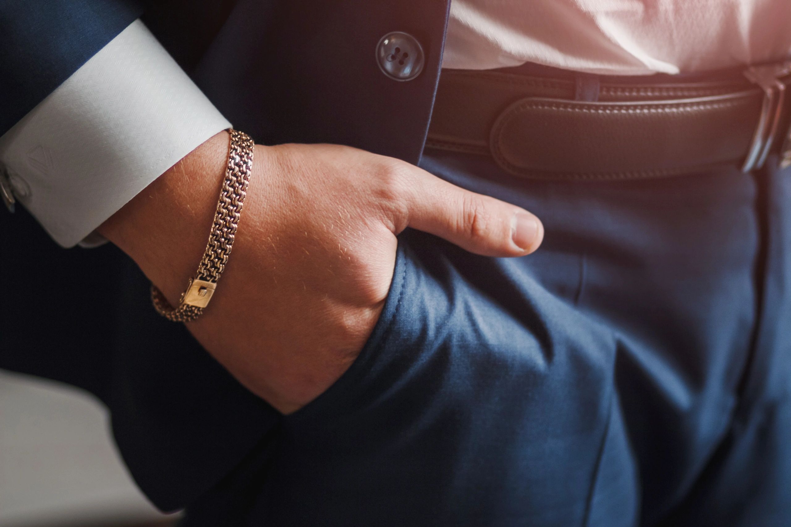 Body detail of a business man. Closeup hand